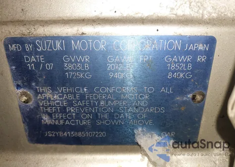 2008 Suzuki Sx4 Convenience/Touring z USA, uszkodzony, nr VIN JS2YB413885107220